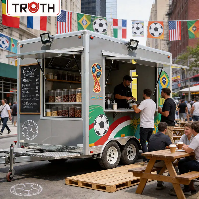 Trailer de comida de café com cozinha completa