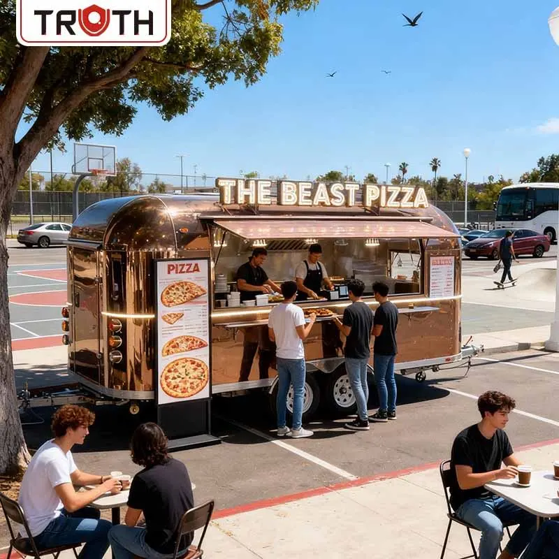 Pizza com carrinho de food truck