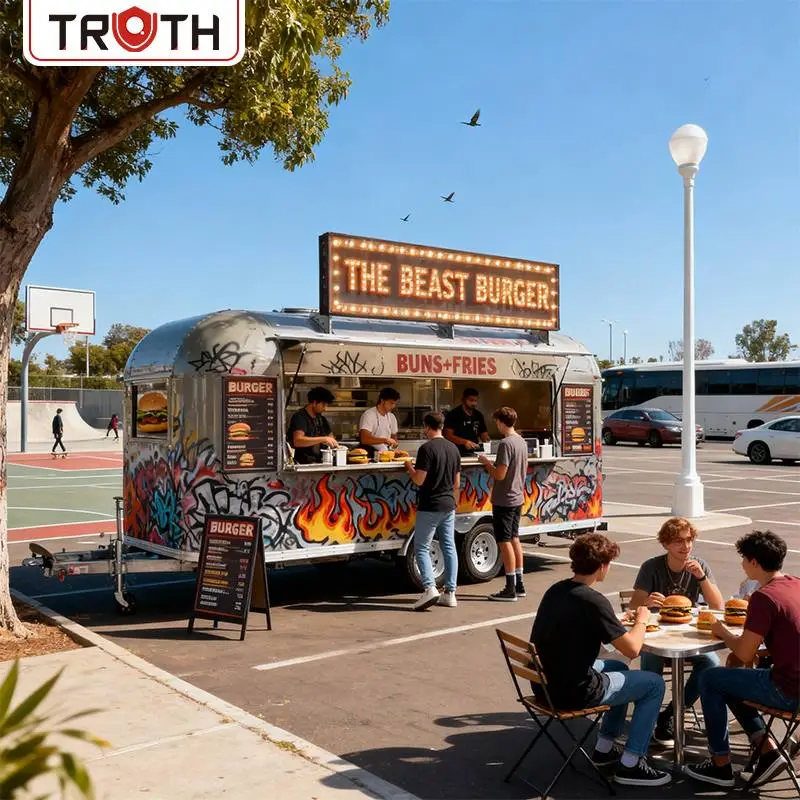 Carrinho de venda de alimentos para churrasco Restaurante Food Truck