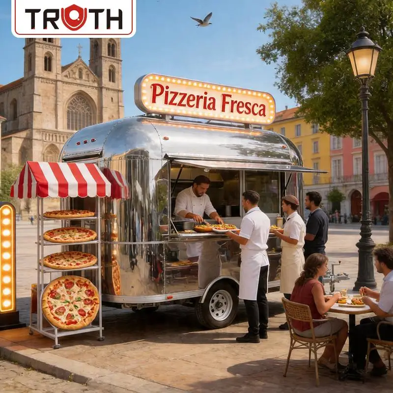 Trailer de comida para concessão de pizza para cozinha móvel
